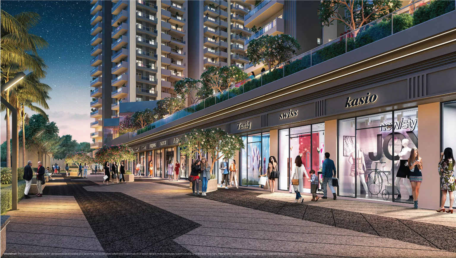 ELITE-X commercial plaza at night